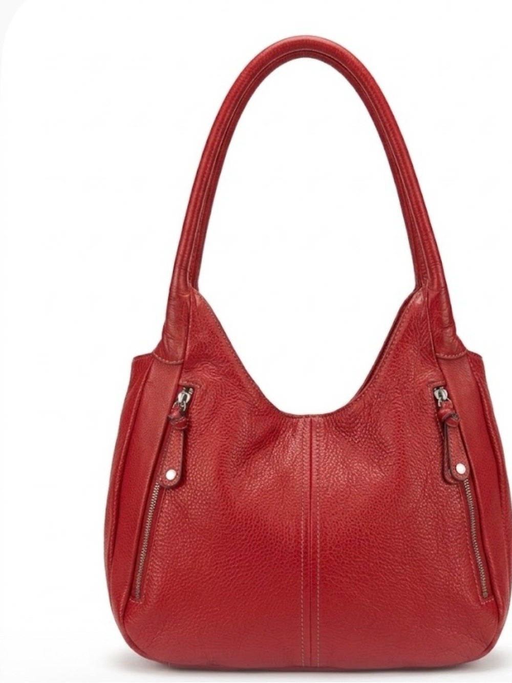 Tignanello red pebbled, leather hobo handbag